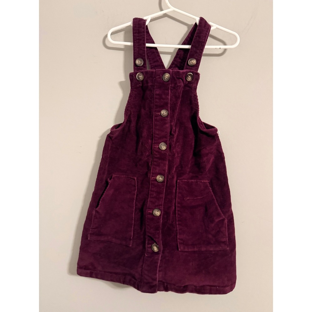 Wonder Nation Corduroy Jumper Dress Toddler Girls 5T Purple Button Pinafore
